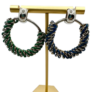 🍭4/$20 Silver blue and green braided circle post earrings